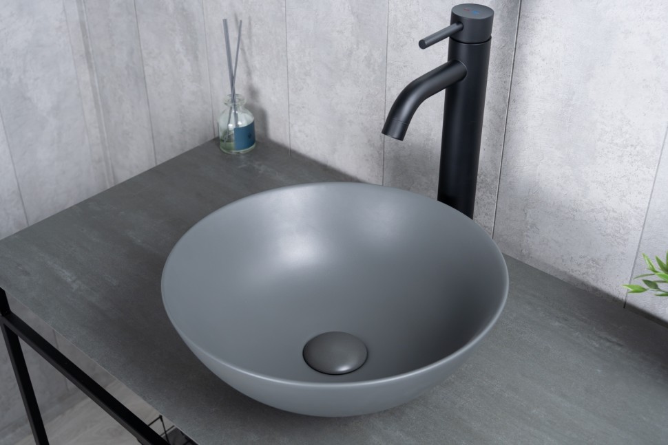 Раковина Gid 9081gnm 53404 накладная серая матовая 36x36x14