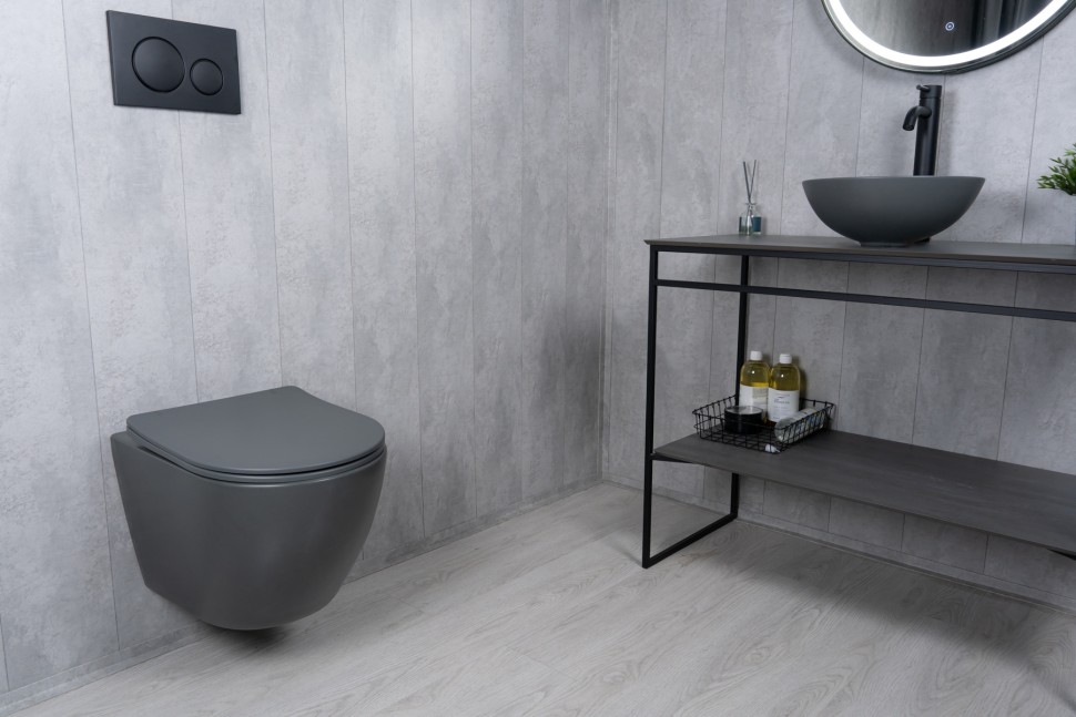 Раковина Gid 9081gnm 53404 накладная серая матовая 36x36x14