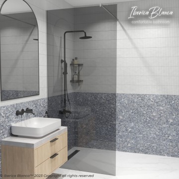 Душевая перегородка IBERICA BLANCA Mod.602 Walk In тонированное стекло/хром 90х200см (IB602.TC.200.90)