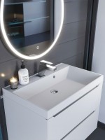 Раковина для ванной 70 см, Uperwood Classic Quartz, кварцевая, белая матовая, жасмин