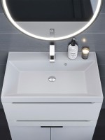 Раковина для ванной 70 см, Uperwood Classic Quartz, кварцевая, белая матовая, жасмин