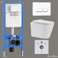 Комплект 3в1 IBERICA BLANCA инсталляция SILENCIO, унитаз BURGOS ALTO белый, кнопка смыва CRYSTAL-R белый глянцевый (IB001.BRA.231.2210)