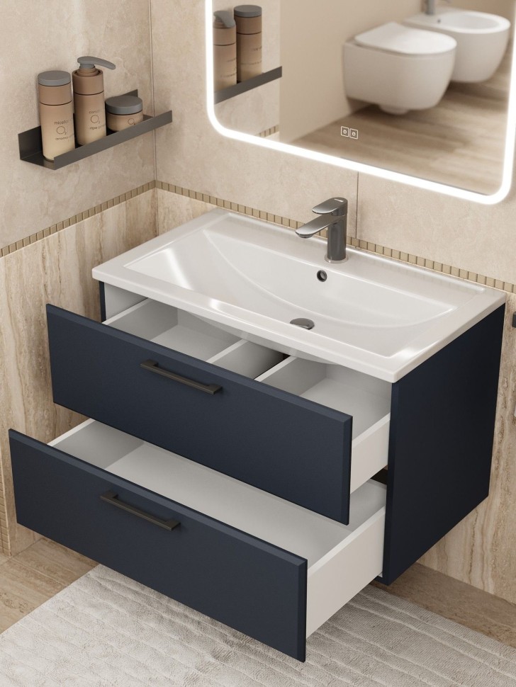 Тумба под раковину для ванной Uperwood Foster New 80 см, подвесная, черная