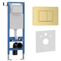 Комплект 2в1 IBERICA BLANCA инсталляция SILENCIO MINI, кнопка смыва INOX-C золото матовое (IB.001M.115)