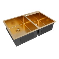 Мойка нерж. сталь KRONER 78/2S, PM237851-BG, брашированное золото, 780х510мм, Paulmark
