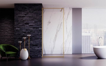 Душевая перегородка Veconi Korato KR-81G, 1100x2000, брашированное золото, стекло прозрачное KR81G-110-01-C8