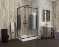 Душевой уголок Niagara Eco NG-012-14Q BLACK(120х80х195) низкий поддон(13см),черный,стекло мозаика,2 места