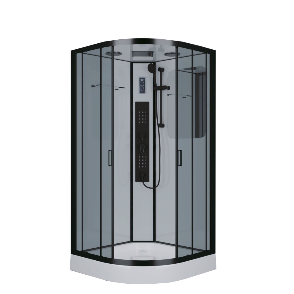 Душевая кабина Niagara Premium NG-6902-01G BLACK (100х100х210) низкий поддон(16см),черный,стекло тонированное,4 места