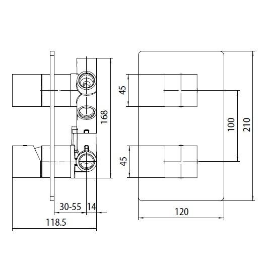 Наружная часть смесителя для ванны BOSSINI CUBE NEW Z00062.073 Чёрный матовый