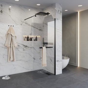 Душевая перегородка Niagara Nova NG-681-90ВLACK (90х195) черный,стекло прозрачое,1 место