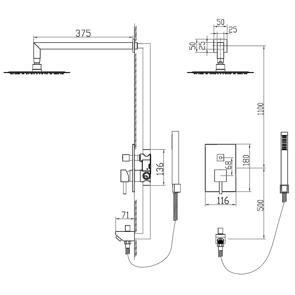 Душевая система скрытого монтажа RGW SP-54