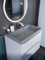 Раковина для ванной 70 см, Uperwood Classic Quartz, кварцевая, серая матовая, бетон