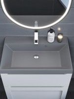 Раковина для ванной 70 см, Uperwood Classic Quartz, кварцевая, серая матовая, бетон