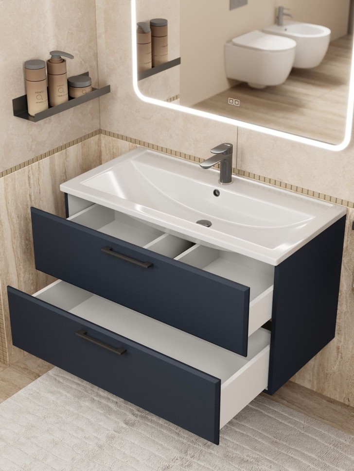 Тумба под раковину для ванной Uperwood Foster New 90 см, подвесная, черная