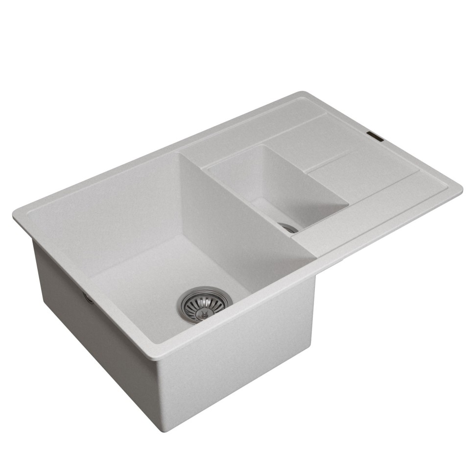 Кухонная мойка кварцевая Uperwood Quartz Premium UPD-05-01, прямоугольная двухсекционная, белая