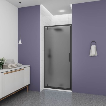 Душевая дверь Veconi Ottimo P30 B, 700x1900, черный матовый, стекло тонированное матовое