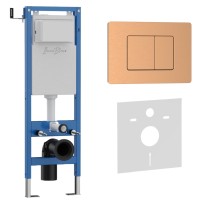 Комплект 2в1 IBERICA BLANCA инсталляция SILENCIO MINI, кнопка смыва INOX-C розовое золото матовое (IB.001M.1172)