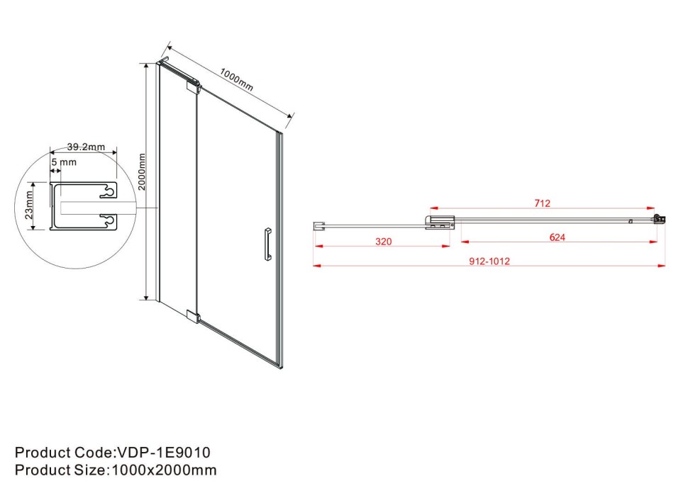 Душевая дверь Vincea Extra VDP-1E9010CGB