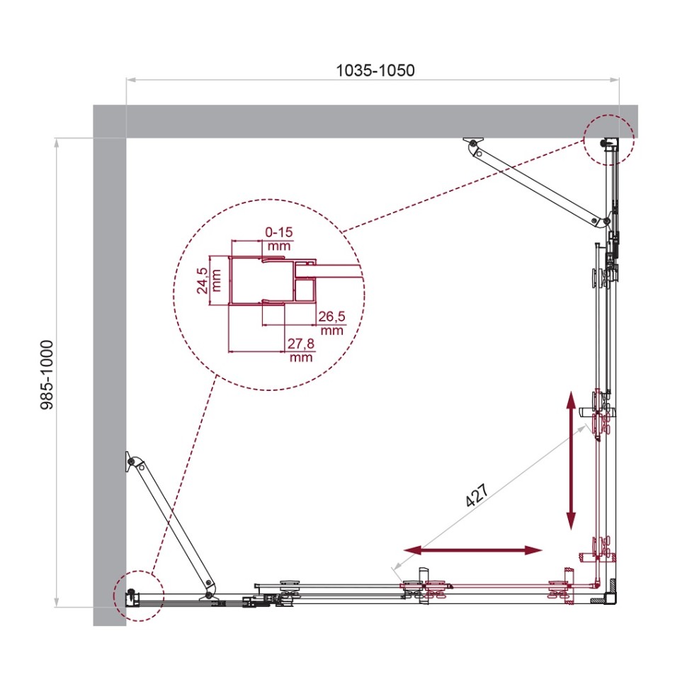 Душевой уголок BelBagno LUCE-AH-22-105/100-C-Cr