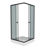 Душевой уголок Niagara Eco NG-009-14QT (90х90х195) низкий поддон(13см),черный,стекло тонированное,2 места