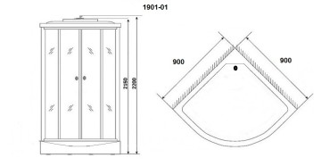 Душевая кабина Niagara Ultra NG-1901-01 (90х90х220) низкий поддон(16см),черный,стекло тонированное,4 места