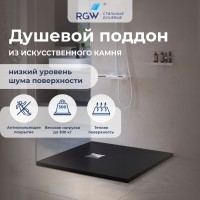 Душевой поддон квадратный RGW ST-G Графит (1000x1000)