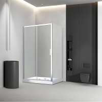 Боковая панель Veconi KP-03, 1000х1850 хром, стекло прозрачное