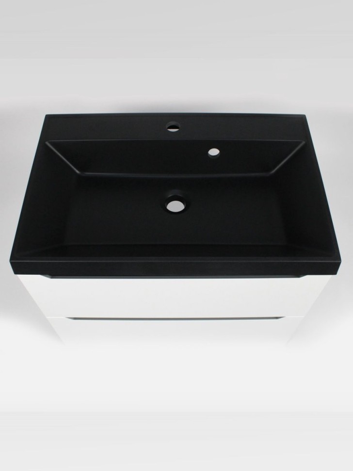 Раковина для ванной 70 см, Uperwood Classic Quartz, кварцевая, черная матовая, уголь