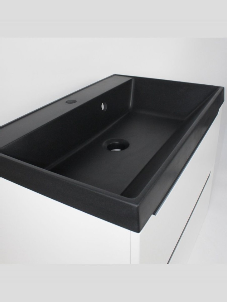 Раковина для ванной 70 см, Uperwood Classic Quartz, кварцевая, черная матовая, уголь