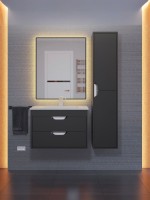 Шкаф-пенал для ванной подвесной Uperwood Modul 33х36х150 см, черныйатовый