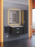 Шкаф-пенал для ванной подвесной Uperwood Modul 33х36х150 см, черныйатовый