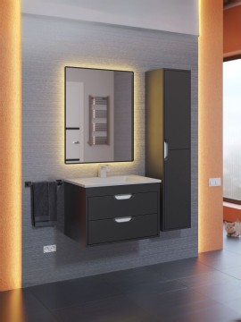 Шкаф-пенал для ванной подвесной Uperwood Modul 33х36х150 см, черныйатовый