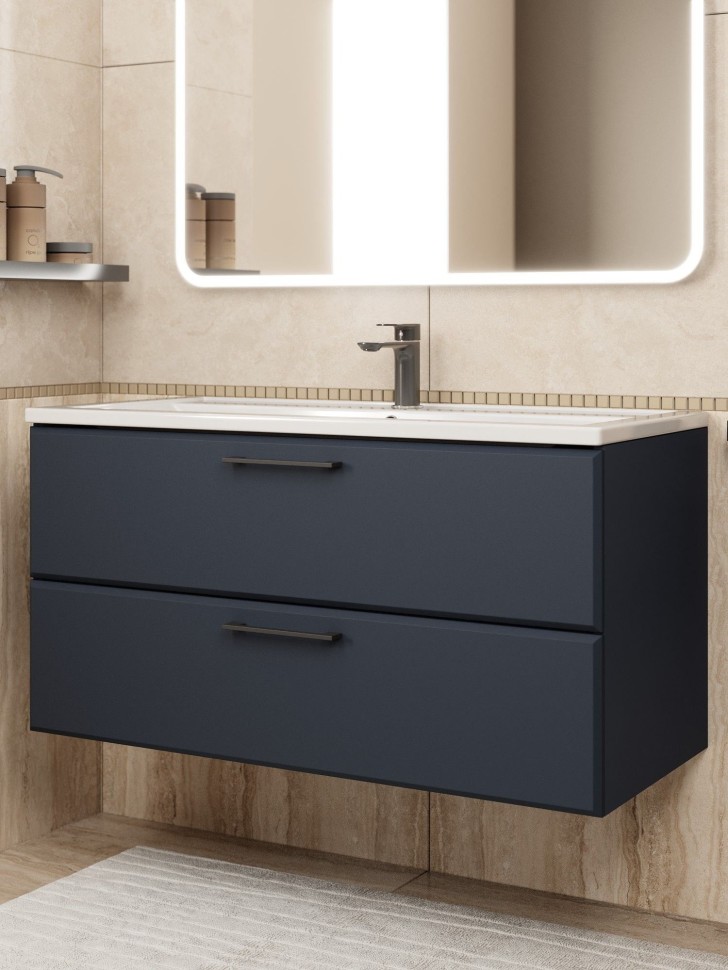 Тумба под раковину для ванной Uperwood Foster New 100 см, подвесная, черная