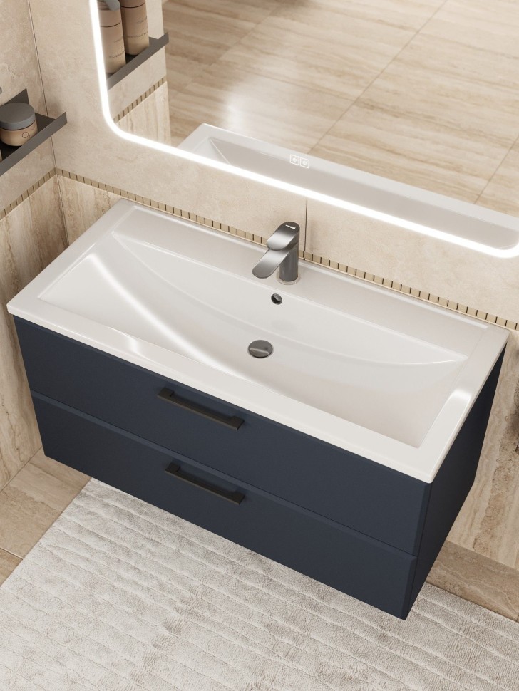 Тумба под раковину для ванной Uperwood Foster New 100 см, подвесная, черная