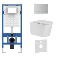 Комплект 3в1 IBERICA BLANCA инсталляция SILENCIO, унитаз TOLEDO ALTO белый, кнопка смыва INOX-R хром матовый (IB001.TLA.231.1501)