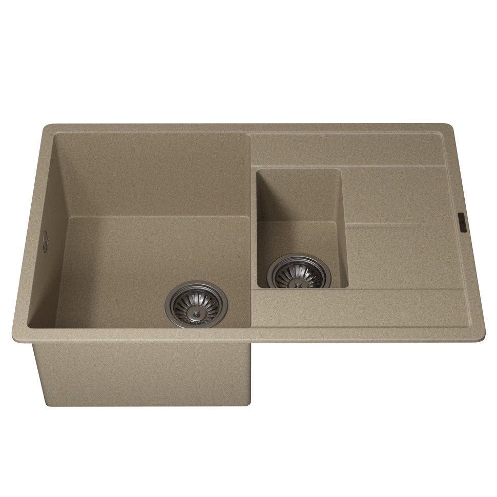 Кухонная мойка кварцевая Uperwood Quartz PremiumUPD-05-02, прямоугольная двухсекционная, бежевая