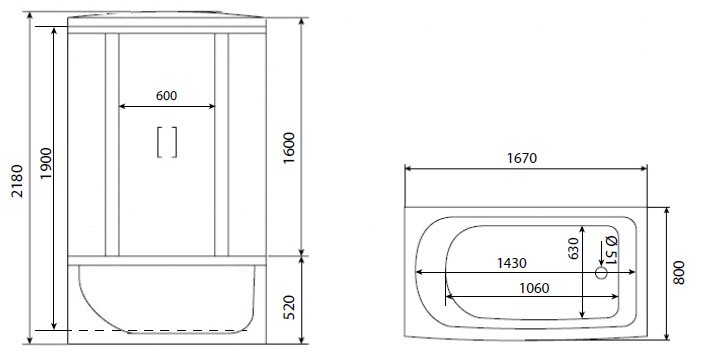 Timo eco TE-0770 душевая кабина 168*80*218, турецкая баня хамам