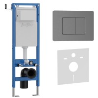 Комплект 2в1 IBERICA BLANCA инсталляция SILENCIO MINI, кнопка смыва INOX-C вороненая сталь (IB.001M.118)