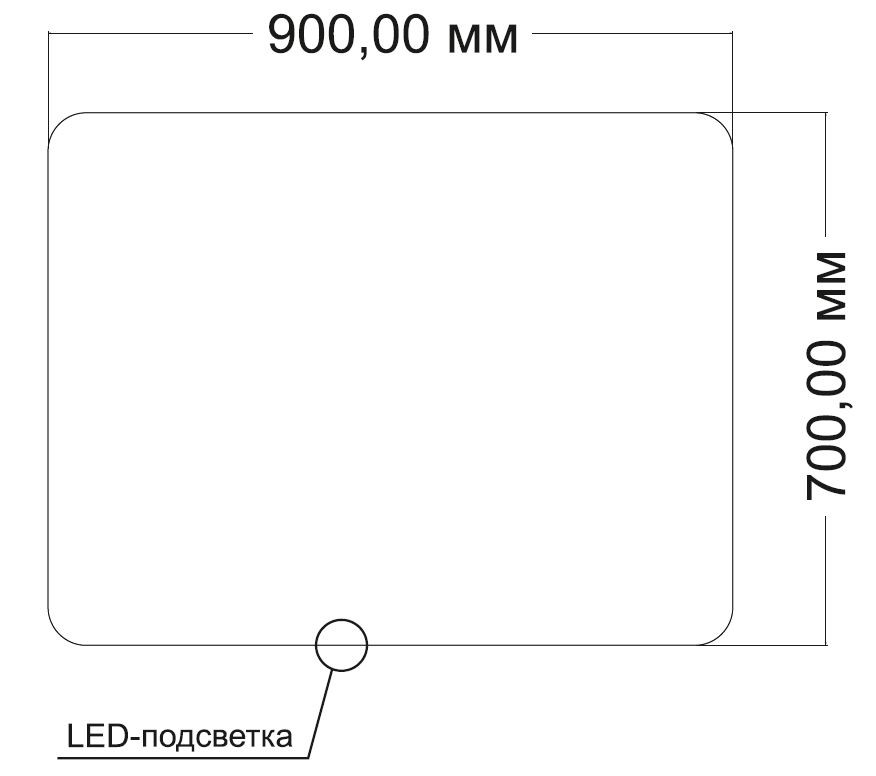 Зеркало LED VLM-3BE9007 900х700 c сенсорным выключателем и диммером