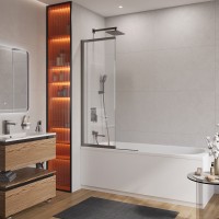 Душевая шторка на ванну с фиксированным креплением одной створки CEZARES SLIDER-FIX-VF-11-90/150-C-GM