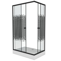 Душевой уголок Niagara Eco NG-018-14Q BLACK (100х80х195) низкий поддон(13см),черный,стекло мозаика,2 места