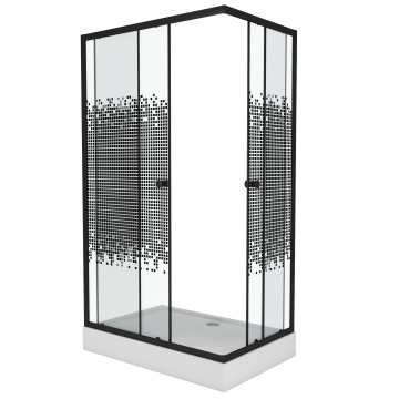 Душевой уголок Niagara Eco NG-018-14Q BLACK (100х80х195) низкий поддон(13см),черный,стекло мозаика,2 места