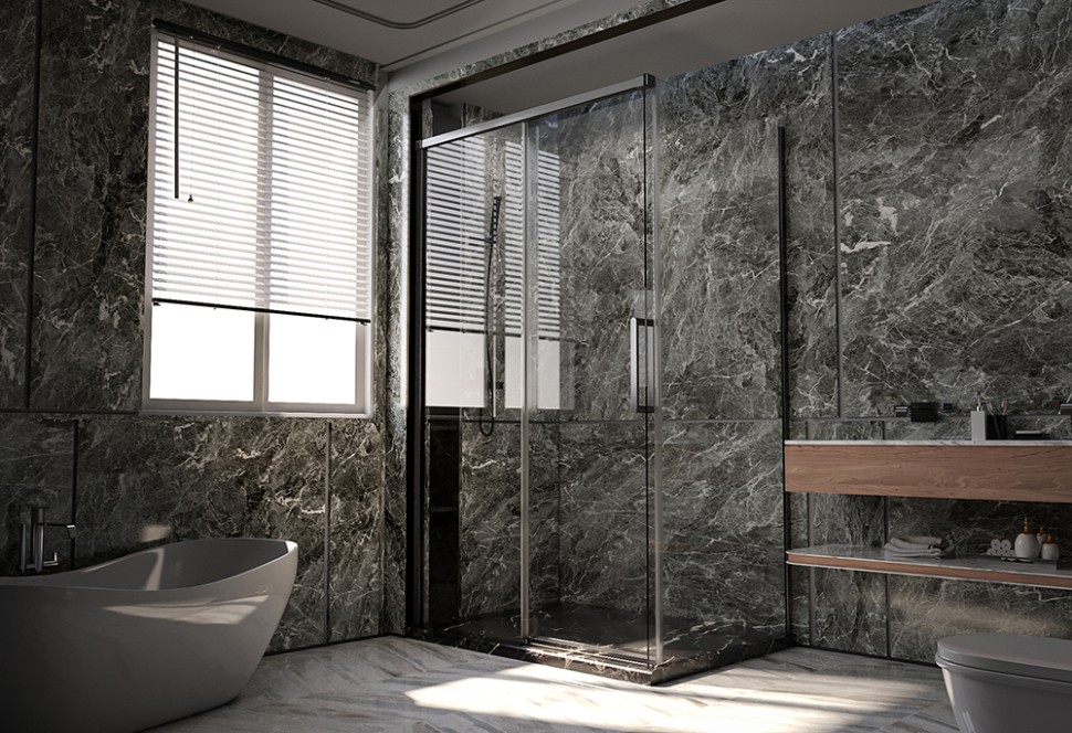 Душевой угол Veconi Premium Trento PTC-SP-40GR, 1200х800x2000, брашированный графит, стекло прозрачное