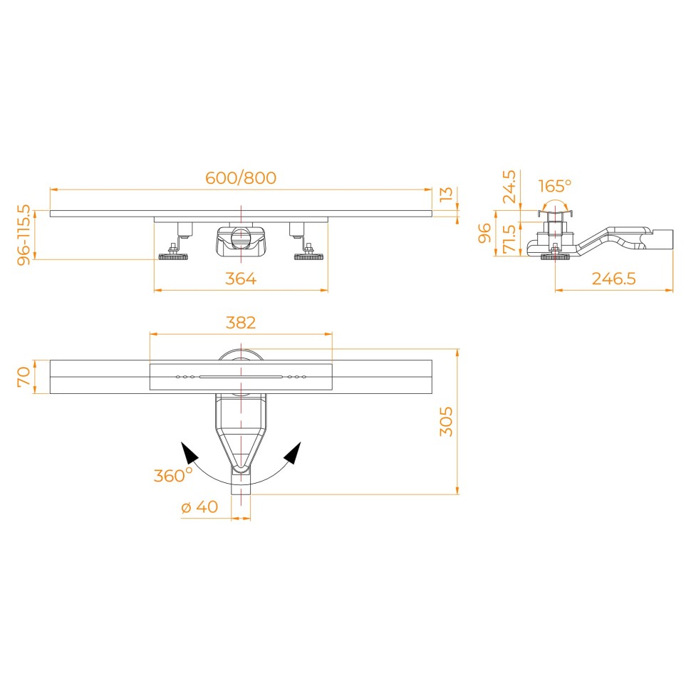 Душевой трап, обрезной RGW SDR-53Gr