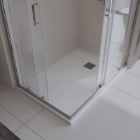 Душевой поддон из искусственного мрамора в комплекте с сифоном BelBagno UNO TRAY-MR-UNO-AH-170/70-35-W-CR