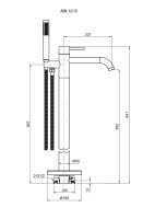AQM6218MB Siena Смеситель для ванны, напольный (монтажная часть в комплекте), черный матовый