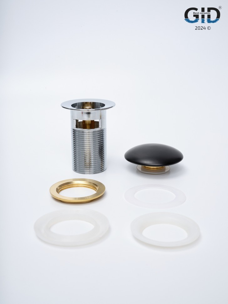 Донный клапан Gid с переливом Blm100-1 74407K черный матовый 7x7x10