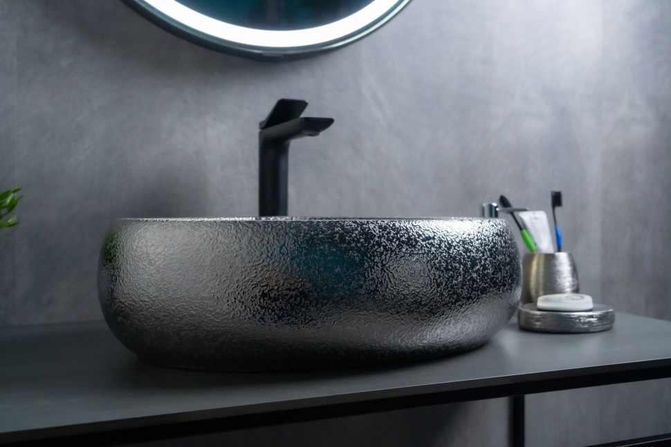 Раковина Gid 9030s 52235 накладная хром 48x34x15