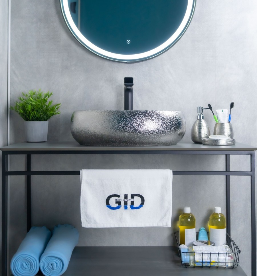 Раковина Gid 9030s 52235 накладная хром 48x34x15