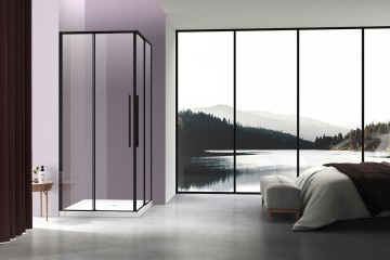 Душевой уголок Слим-Н (Slim-N) VSS-4SN900CLB, 900*900, черный, стекло прозрачное